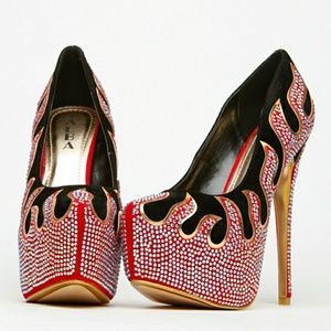 Sexy Alba flame platform rhinestone shoes